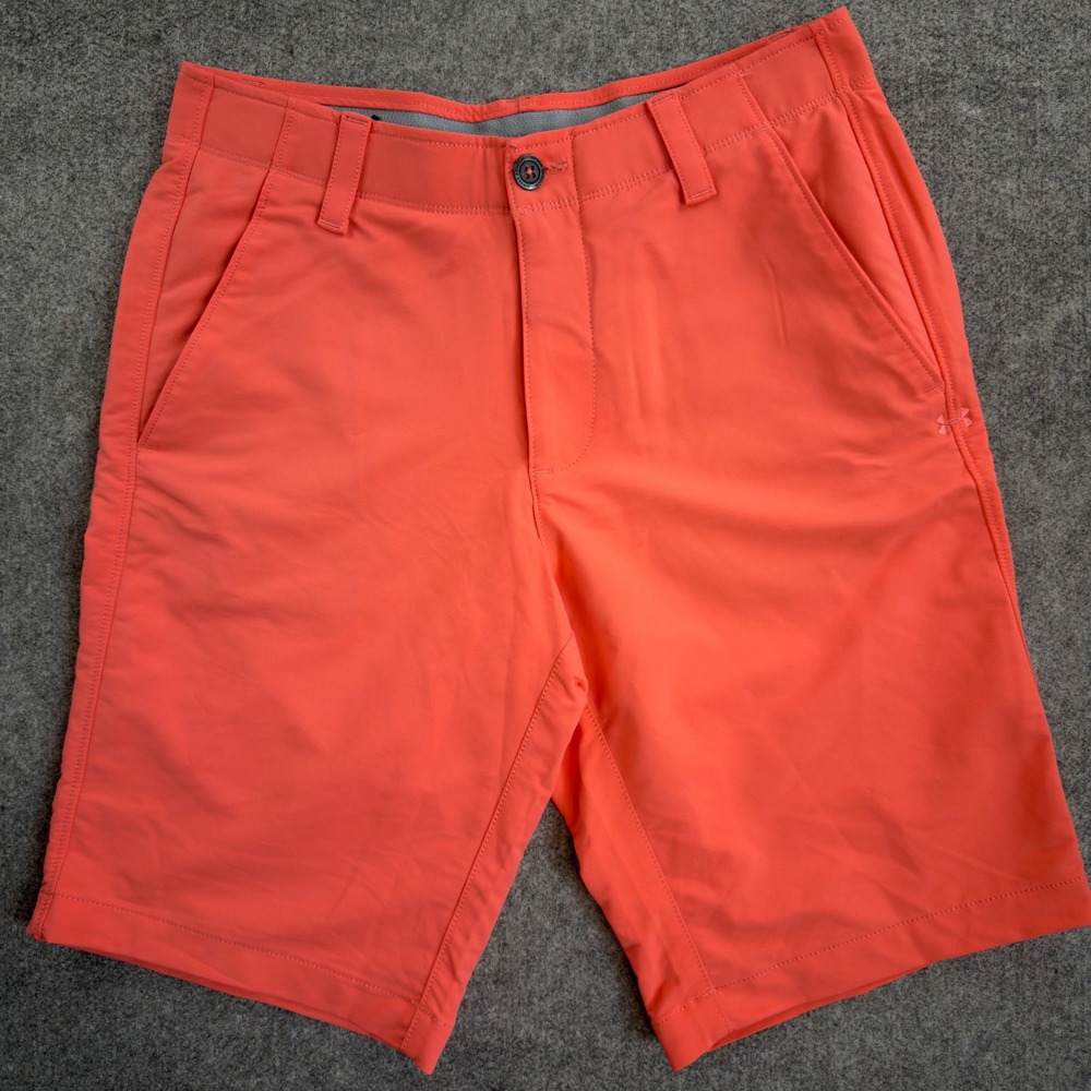 Under Armour HeatGear Golf Shorts Mens Size 30 Orange Performance Stretch
